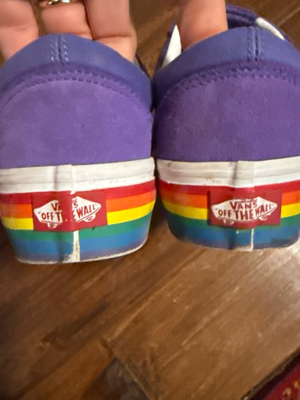 Vans Purple Canvas Low-Top Sneakers with Rainbow Stripe Midsole